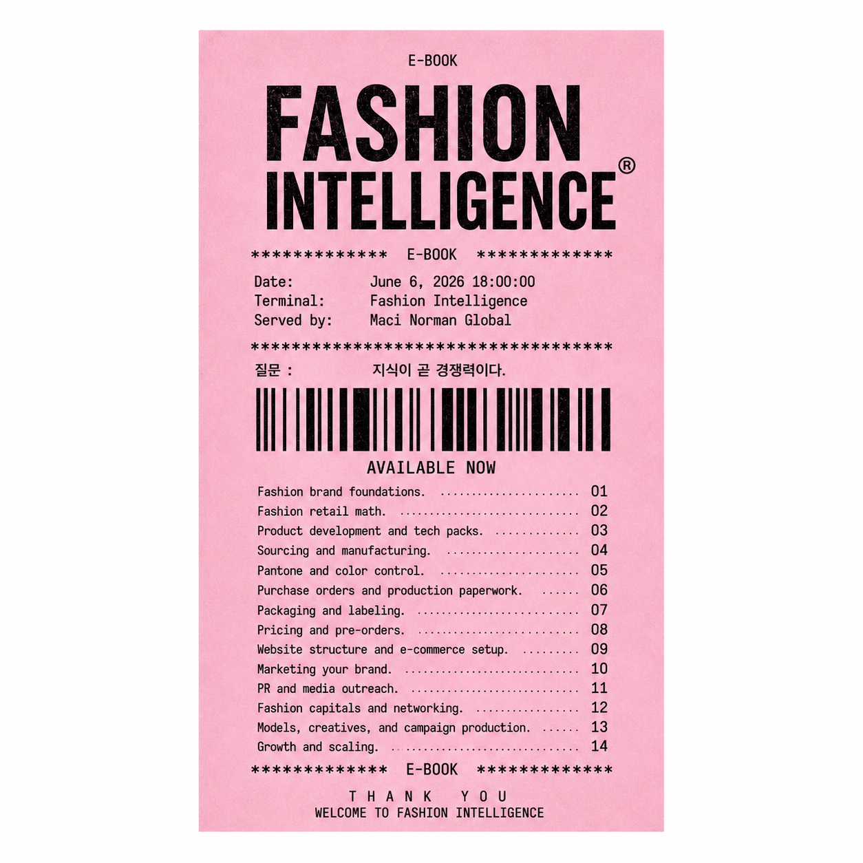 Fashion Intelligence receipt poster